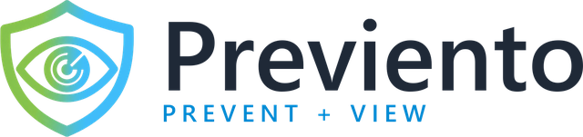 Previento（プレビエント）のロゴ。シールドとレーダー状の瞳を組み合わせたマーク