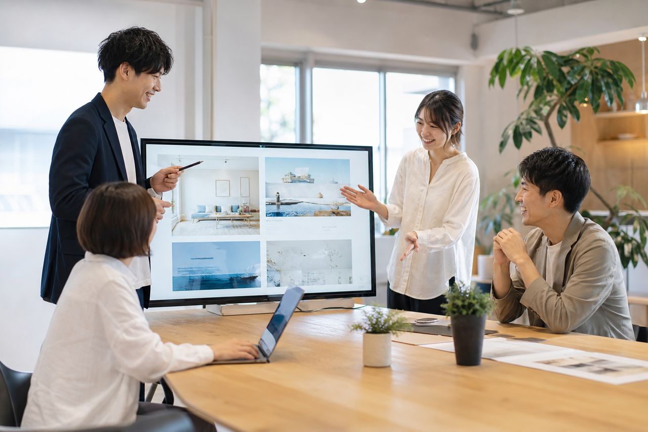 お客様と一緒にサイト案を見ながら決めていくイメージ